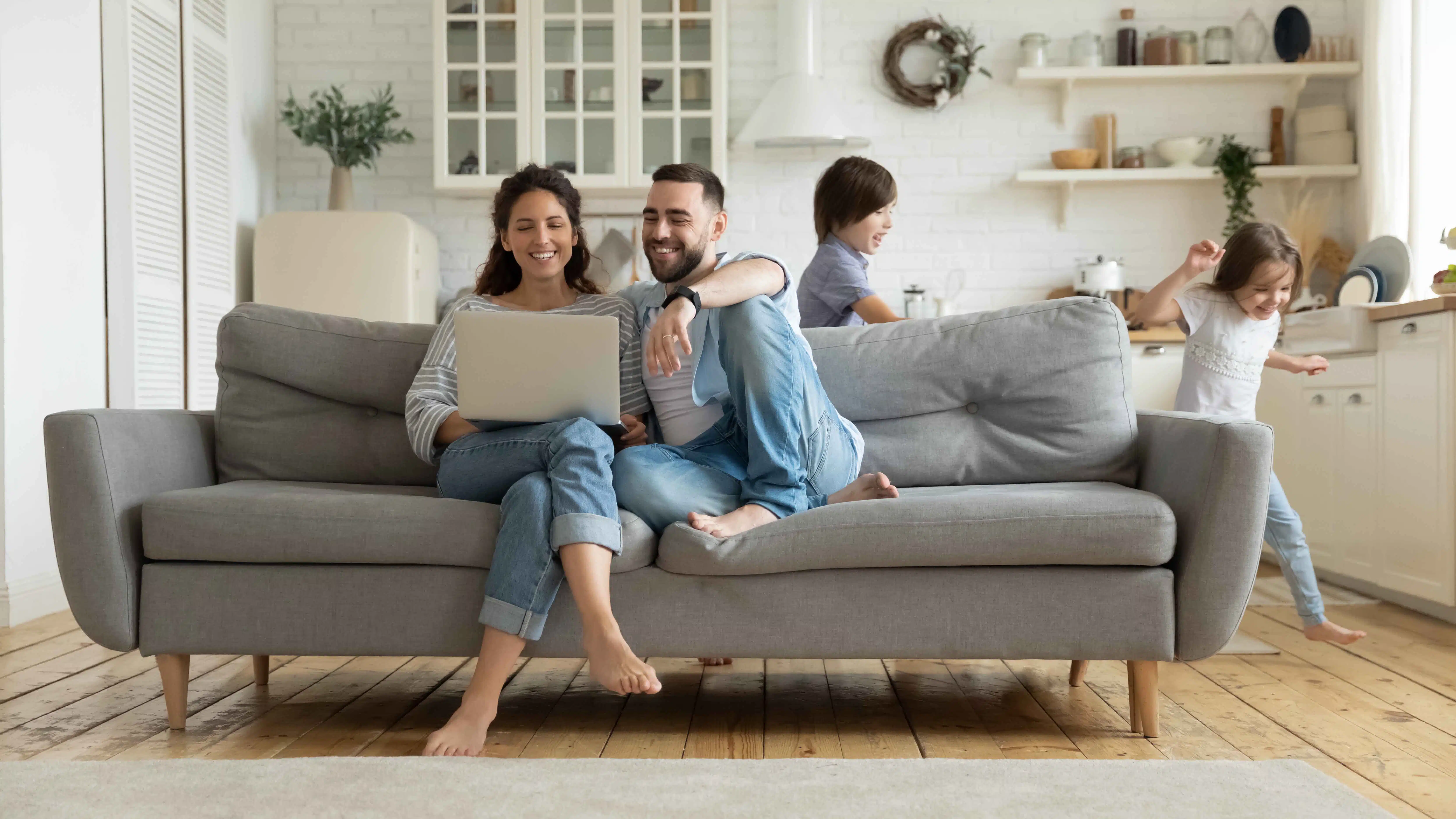 family enjoying warm living room