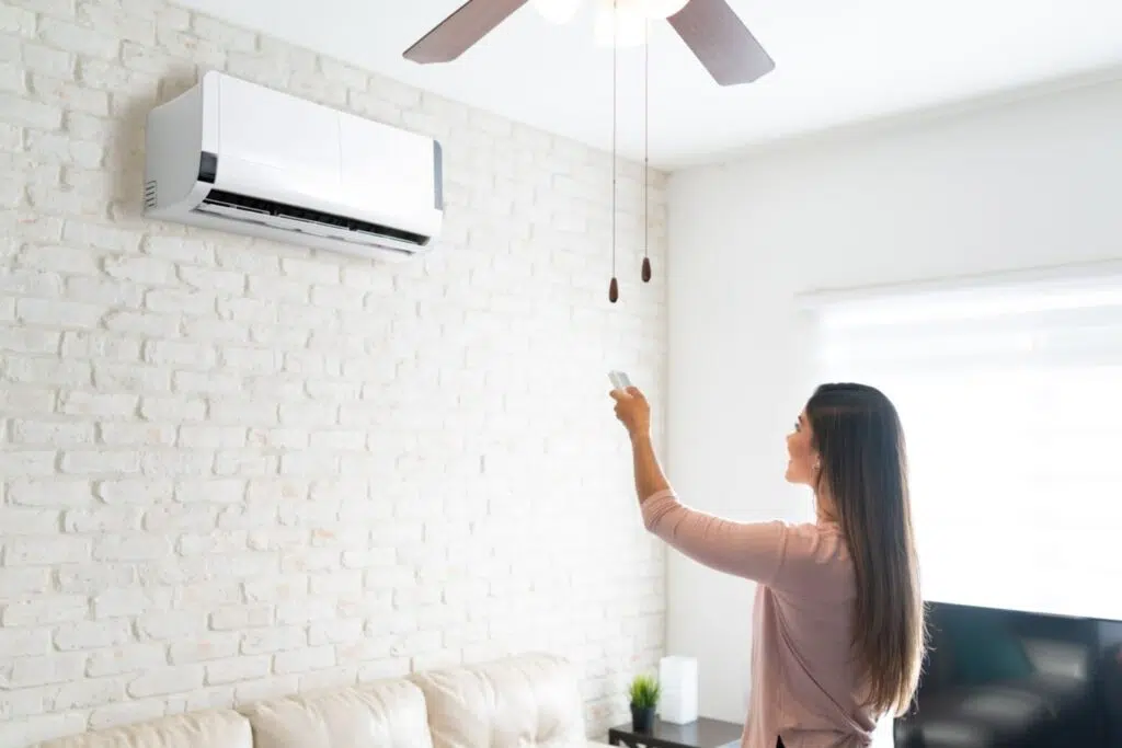 woman using mini split ac system