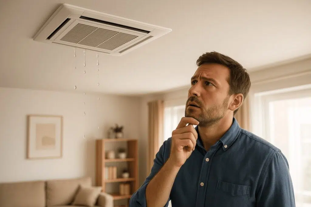 Water dripping from a home air conditioning ceiling vent